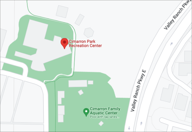 Map showing Nruthya Shakti dance Academy location at Irving, Texas.