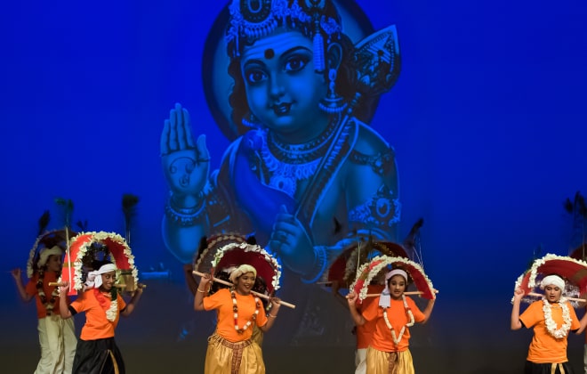 NSDA students performing Kavadi to worship Lord Muruga.