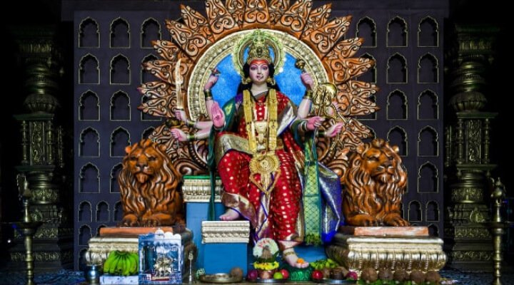 A beautiful idol on the hindu goddess, Durga.