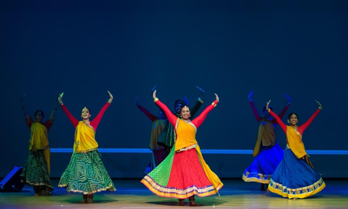 NSDA students performing a traditional Indian folk dance.