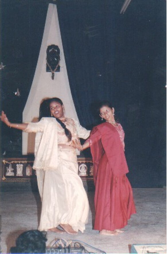 Vandita Parikh and another dancer performing during the early days of Nruthya Shakti Dance Academy.